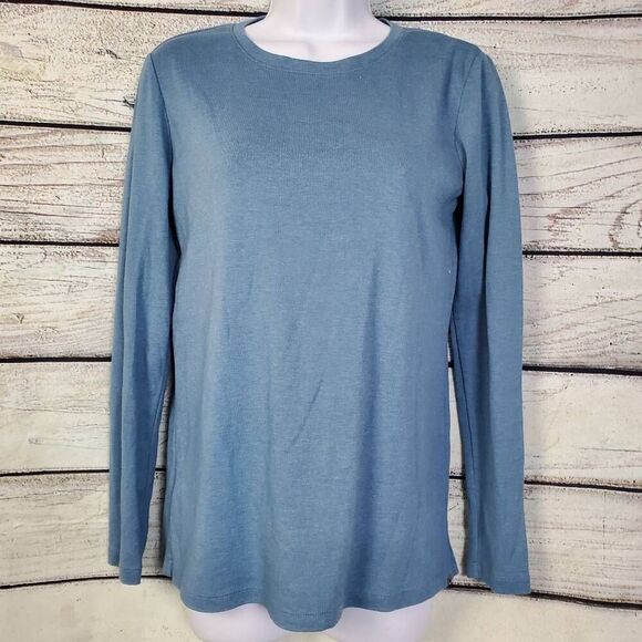 Eddie Bauer Women’s Long Sleeve T-Shirt Blue Size L Cotton Blend Casual Basics - Picture 1 of 6